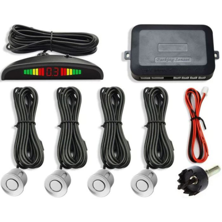 Parkovací alarm KQLD01 se 4 senzory, LED displej, bílé senzory T820