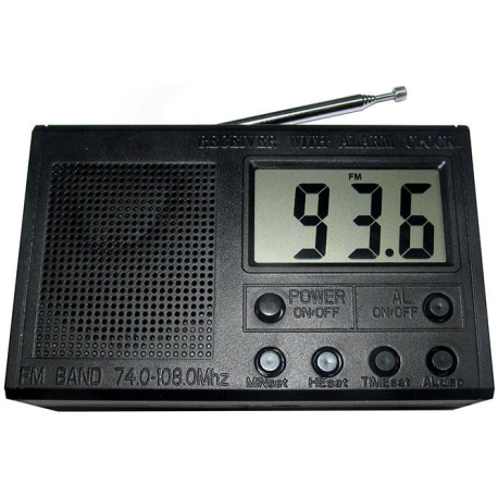 Kapesní přijímač FM s LCD displejem a hodinami, STAVEBNICE W006