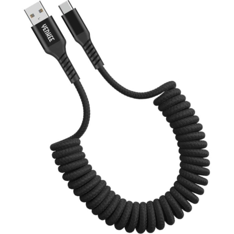 Kroucený kabel USB A / USB C, nylon, YENKEE YCU 500 BK N505M