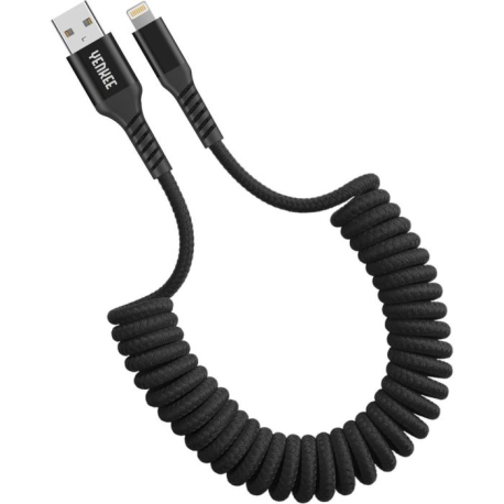 Kroucený kabel USB A / Lightning, nylon, YENKEE YCU 502 BK N505O