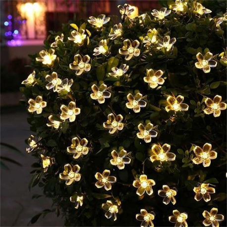 Dekorativní solární osvětlení květy, 7m, 50LED, teplé bílé V436J