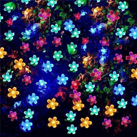 Dekorativní solární osvětlení květy, 7m, 50LED, barevné V436K