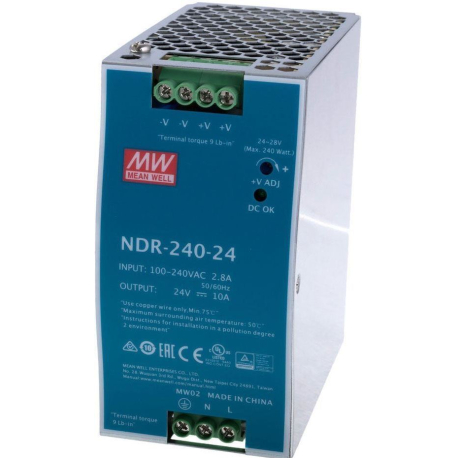 Průmyslový zdroj Mean Well NDR-240-24, 24V /240W spínaný na DIN lištu G565B
