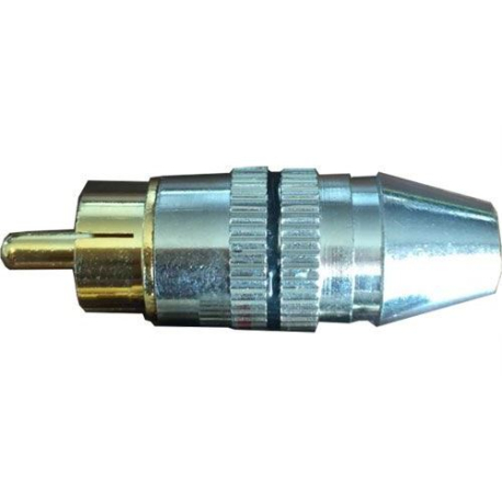CINCH konektor kov.nikl.pro kabel 5mm,černý proužek D879