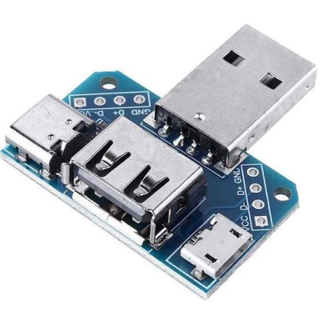 USB A male+female, micro, C, adaptér na plošném spoji XY-USB4 D849C