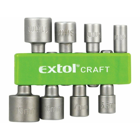 Klíče nástrčné do vrtačky, 8ks, 5-5,5-6-7-8-10-11-13mm, 1/4" šestihran, CrV EXTOL-CRAFT EXTOL-CRAFT 223