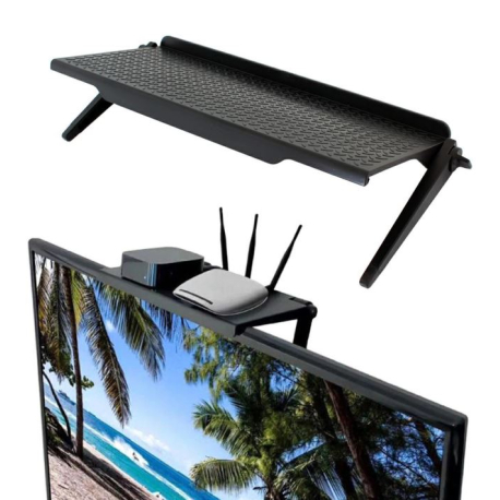 Závěsná polička na TV, monitor 30 x 16 cm černá M838A