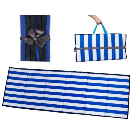 Skládací rohož na kempování, pláž 180 x 66 x 2 cm modrobílá V186H