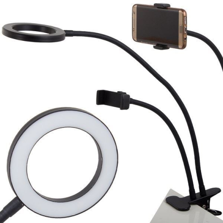 Lampa s klipem USB 24 LED + držák telefonu, černá V184E
