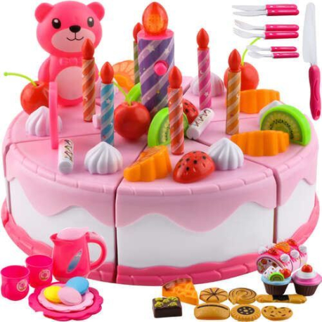Dětský plastový narozeninový dort růžový 80 dílů Kruzzel V045H