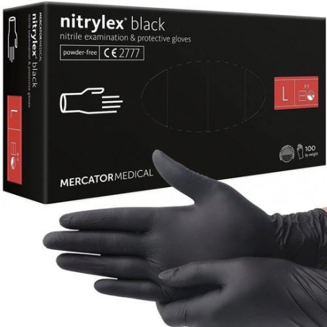 Nitrilové rukavice černé bez pudru 100ks./bal., velikost L V189K
