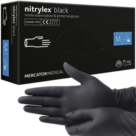 Nitrilové rukavice černé bez pudru 100ks./bal., velikost M V189L