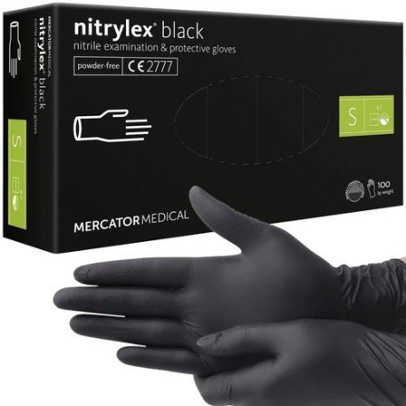 Nitrilové rukavice černé bez pudru 100ks./bal., velikost S V189M