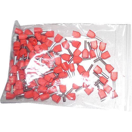 Dutinka pro dva kabely 1mm2,červená (TE1,0-8), balení 100ks L908-100