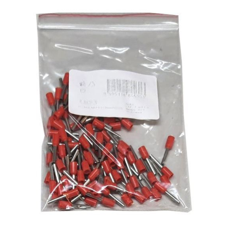 Dutinka pro kabel 1mm2 červená (E1010), balení 100ks L823-100