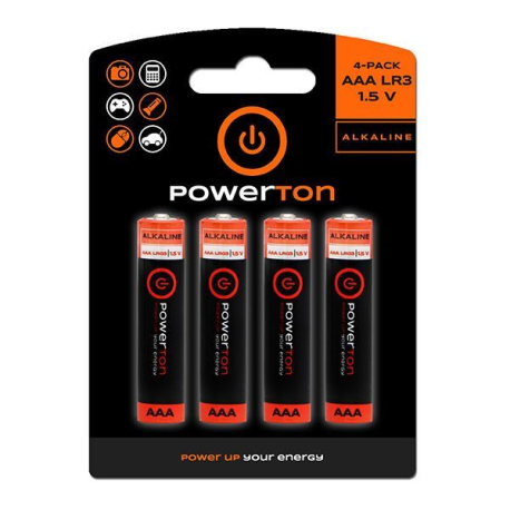 Baterie Powerton 1,5V AAA (LR03) alkalická, balení 4ks v blistru R510B-4