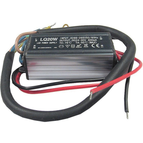 Zdroj- LED driver 20W, 24-36V/600mA pro LED 20W ,IP65,napájení 230V G101
