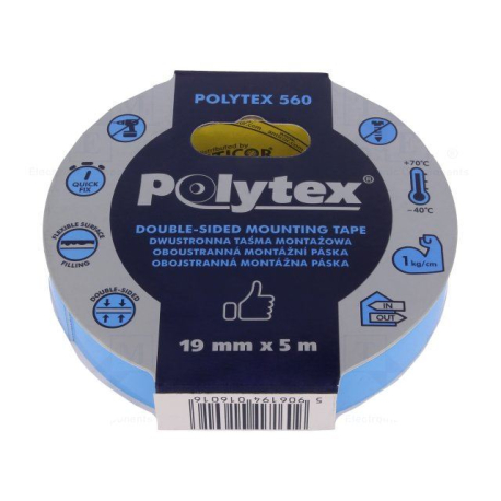 Oboustranná lepící pěnová páska ANTICOR POLYTEX 560, šíře19mm, 5m O423C