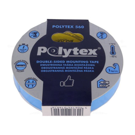 Oboustranná lepící pěnová páska ANTICOR POLYTEX 560, šíře19mm, 10m O423D