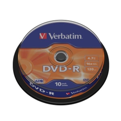 VERBATIM DVD-R(10-Pack)Spindl/MattSlvr/16x/4.7GB V365A