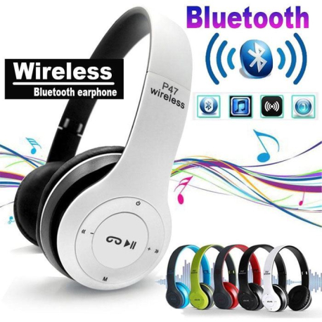 Bluetooth bezdrátová sluchátka P47 bílé V031K