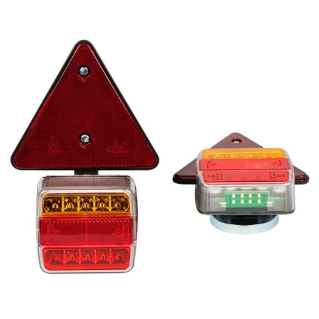 Koncové LED světla s trojúhelníky na přivěsný vozík 7,5m+2,5m, magnet T569H