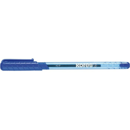 Pero kuličkové Kores K2 Pen, 0,7 mm, transparentní, trojhranné, modré S907F