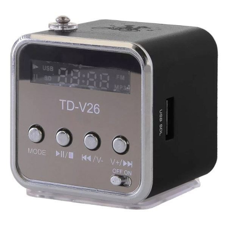 Bezdrátové reproduktorové přenosné mini FM LED rádio T619B