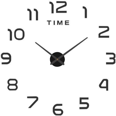Nástěnné samolepicí hodiny, 60-130cm, černé T188F