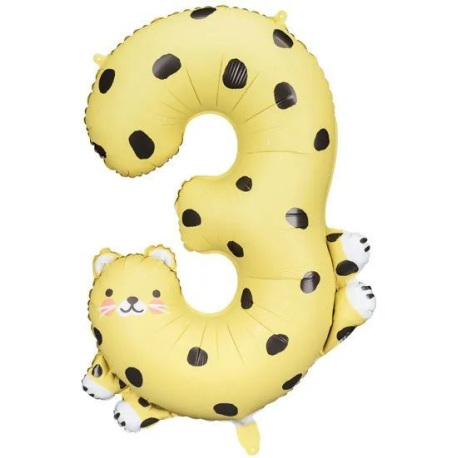 Fóliový balónek číslo 3 Gepard 55x75cm S600
