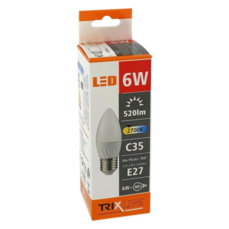 Žárovka LED E27 6W C35 teplá bílá TRIXLINE K385K