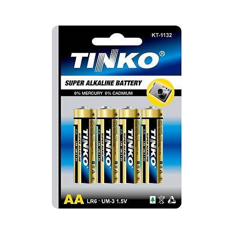 Baterie TINKO 1,5V AA(LR6) alkalická, balení 4ks v blistru R512-4