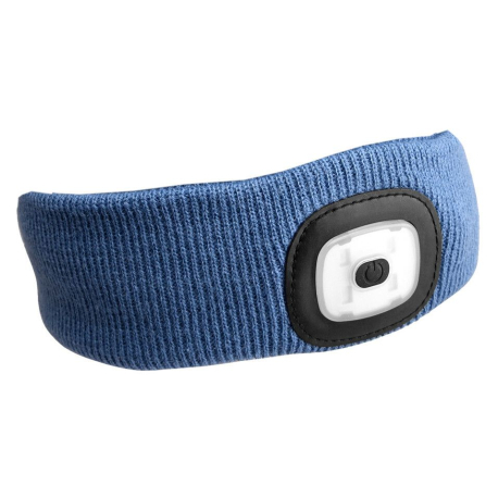 Čelenka s čelovkou 180lm, nabíjecí, USB, univerzální velikost, bavlna/PE, modrá SIXTOL SIXTOL 60027