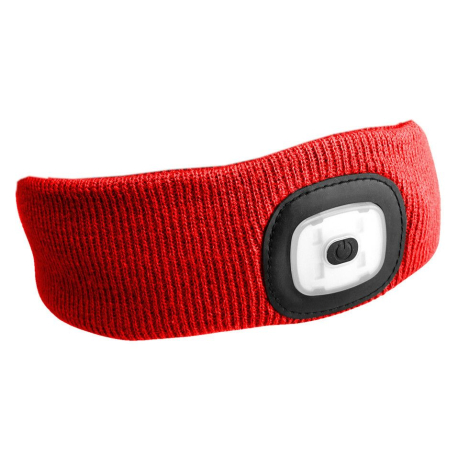 Čelenka s čelovkou 180lm, nabíjecí, USB, univerzální velikost, bavlna/PE, červená SIXTOL SIXTOL 60033